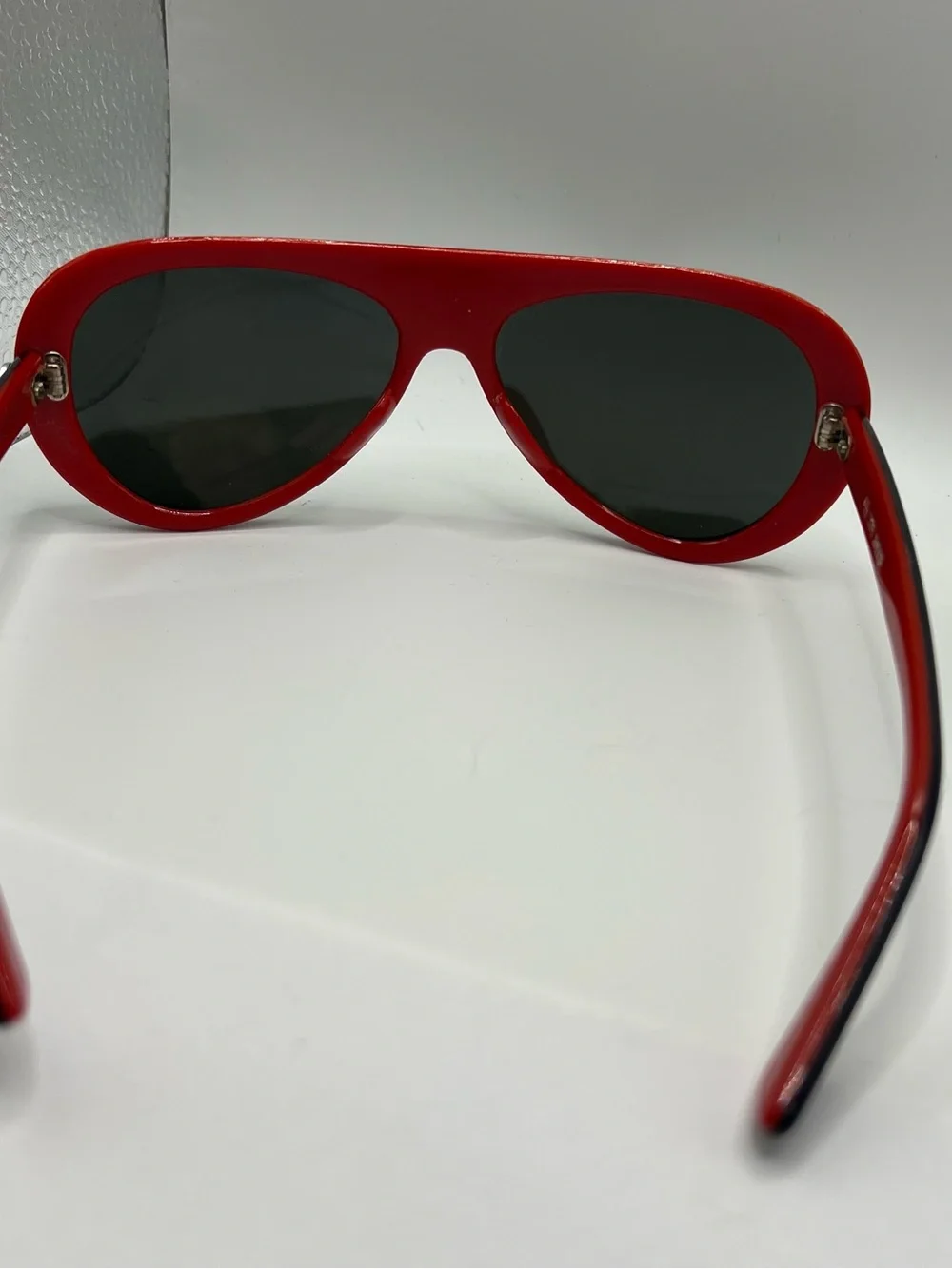 Navy Blue and Red Ski Sunglasses with Dark Lenses